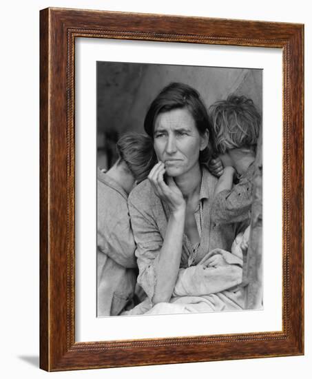 Destitute Pea Pickers in California, Mother of Seven Children, Nipomo, California, 1936-Dorothea Lange-Framed Photographic Print