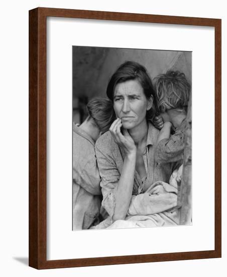 Destitute Pea Pickers in California, Mother of Seven Children, Nipomo, California, 1936-Dorothea Lange-Framed Photographic Print