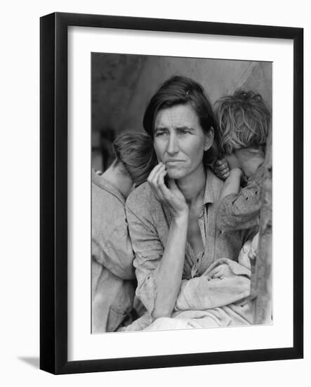 Destitute Pea Pickers in California, Mother of Seven Children, Nipomo, California, 1936-Dorothea Lange-Framed Photographic Print