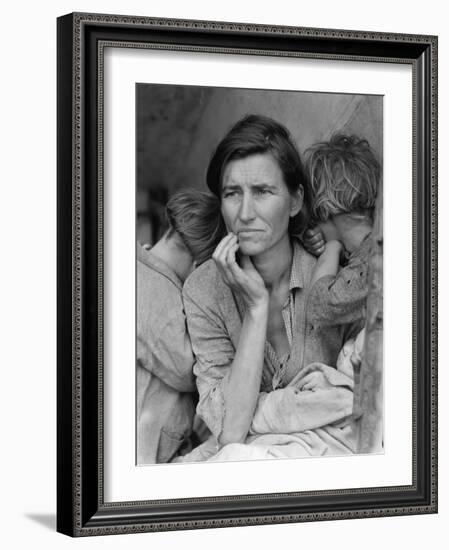 Destitute Pea Pickers in California, Mother of Seven Children, Nipomo, California, 1936-Dorothea Lange-Framed Photographic Print