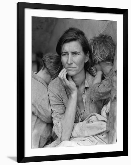 Destitute Pea Pickers in California, Mother of Seven Children, Nipomo, California, 1936-Dorothea Lange-Framed Photographic Print