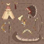Pattern of Indian Hunting Tools-destra-Premium Giclee Print