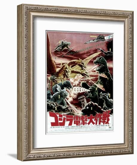 Destroy All Monsters, Godzilla on Japanese Poster Art, 1968-null-Framed Premium Giclee Print