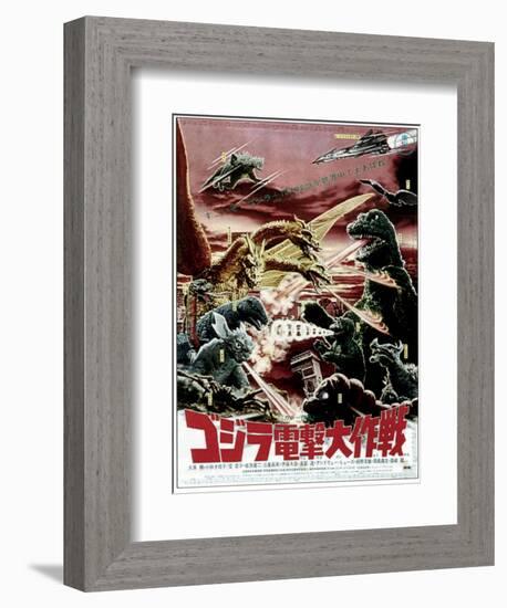 Destroy All Monsters, Godzilla on Japanese Poster Art, 1968-null-Framed Premium Giclee Print