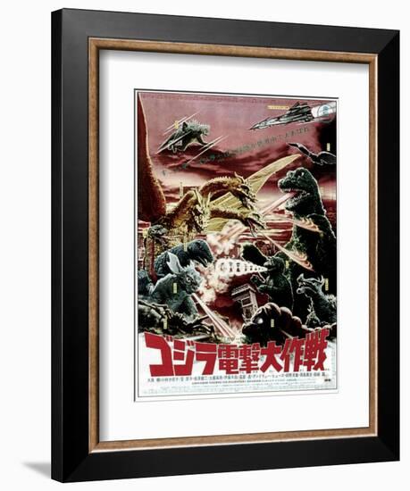 Destroy All Monsters, Godzilla on Japanese Poster Art, 1968-null-Framed Premium Giclee Print