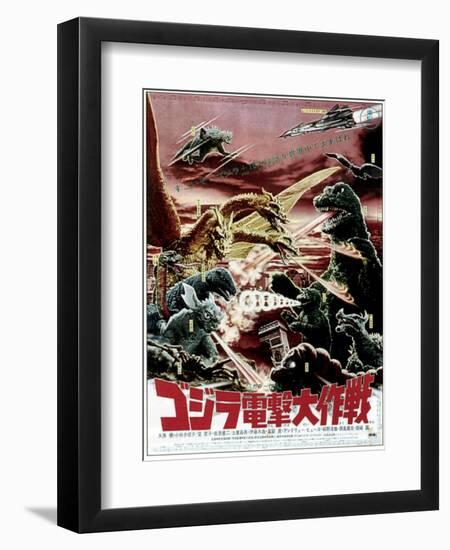 Destroy All Monsters, Godzilla on Japanese Poster Art, 1968-null-Framed Premium Giclee Print