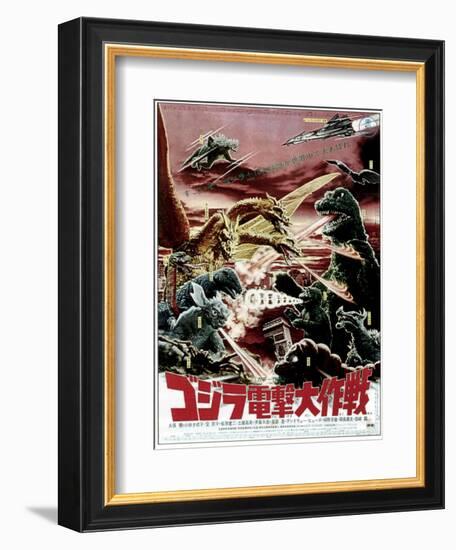 Destroy All Monsters, Godzilla on Japanese Poster Art, 1968-null-Framed Premium Giclee Print