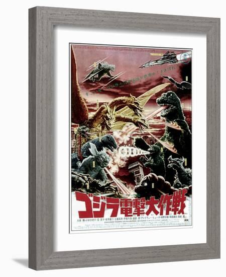 Destroy All Monsters, Godzilla on Japanese Poster Art, 1968-null-Framed Art Print
