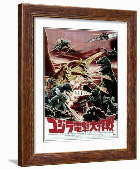 Destroy All Monsters, Godzilla on Japanese Poster Art, 1968-null-Framed Art Print