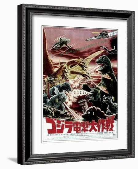 Destroy All Monsters, Godzilla on Japanese Poster Art, 1968-null-Framed Art Print