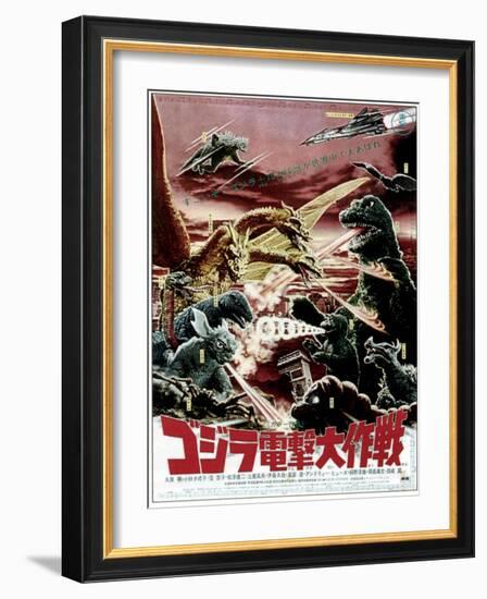 Destroy All Monsters, Godzilla on Japanese Poster Art, 1968-null-Framed Art Print