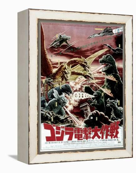 Destroy All Monsters, Godzilla on Japanese Poster Art, 1968-null-Framed Stretched Canvas