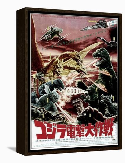 Destroy All Monsters, Godzilla on Japanese Poster Art, 1968-null-Framed Stretched Canvas