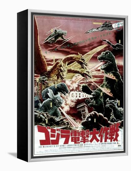 Destroy All Monsters, Godzilla on Japanese Poster Art, 1968-null-Framed Stretched Canvas