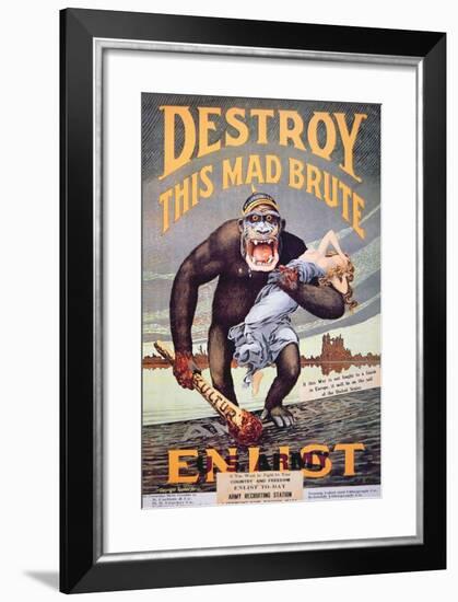 'Destroy This Mad Brute', World War One Recruitment Poster-null-Framed Giclee Print