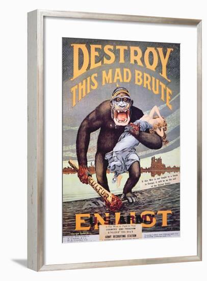 'Destroy This Mad Brute', World War One Recruitment Poster-null-Framed Giclee Print