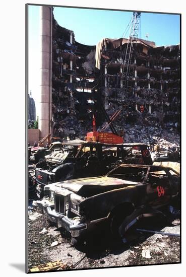 Destroyed Automobiles Near the Bombed Alfred Murrah Federal Building, 1995-null-Mounted Photo