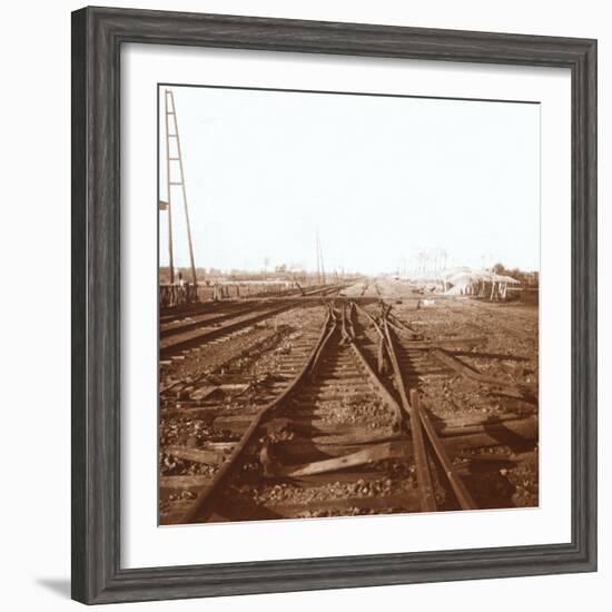 Destroyed railway tracks, Roeselare, Flanders, Belgium, c1914-c1918-Unknown-Framed Photographic Print