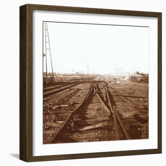 Destroyed railway tracks, Roeselare, Flanders, Belgium, c1914-c1918-Unknown-Framed Photographic Print