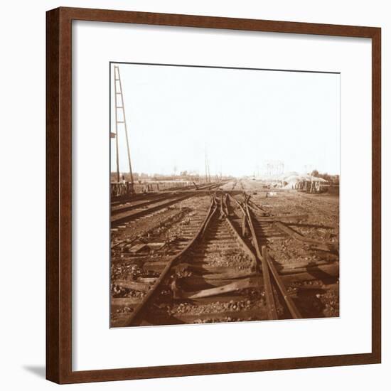 Destroyed railway tracks, Roeselare, Flanders, Belgium, c1914-c1918-Unknown-Framed Photographic Print