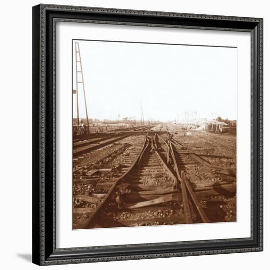 Destroyed railway tracks, Roeselare, Flanders, Belgium, c1914-c1918-Unknown-Framed Photographic Print