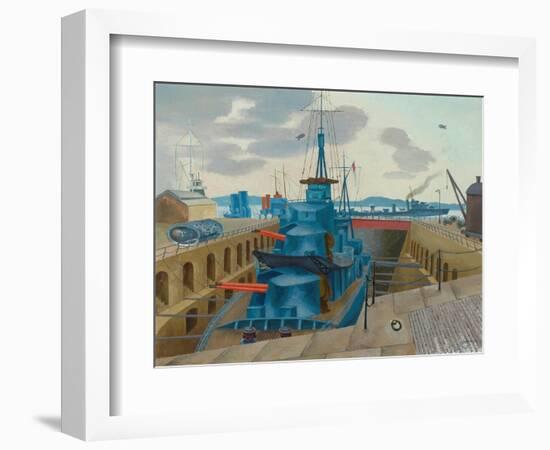 Destroyer in Dry Dock (Oil on Canvas)-John Northcote Nash-Framed Giclee Print