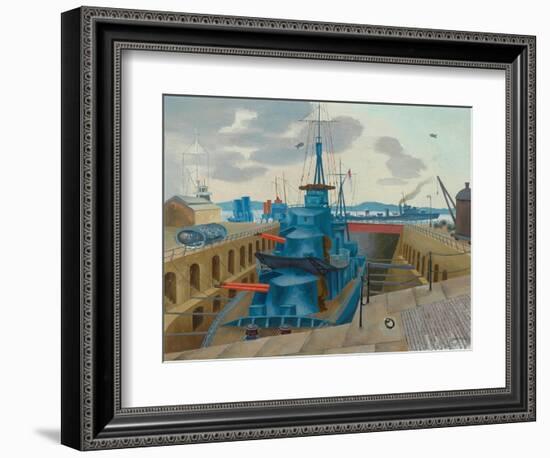 Destroyer in Dry Dock (Oil on Canvas)-John Northcote Nash-Framed Giclee Print