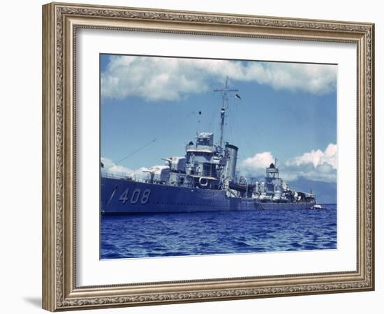 Destroyer Uss Wilson During Us Navy Manuevers Off the Hawaiian Islands-Carl Mydans-Framed Photographic Print