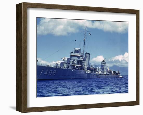 Destroyer Uss Wilson During Us Navy Manuevers Off the Hawaiian Islands-Carl Mydans-Framed Photographic Print