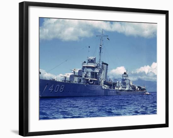 Destroyer Uss Wilson During Us Navy Manuevers Off the Hawaiian Islands-Carl Mydans-Framed Photographic Print