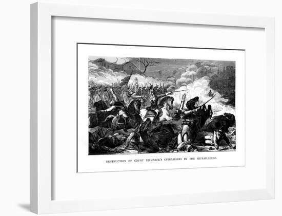 Destruction of Count Bismarck's Cuirassiers by the Mitrailleuse, C1870-null-Framed Giclee Print