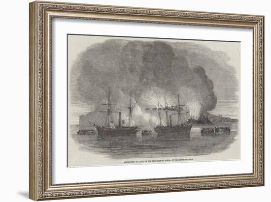 Destruction of Lagos, on the West Coast of Africa, by the British Squadron-null-Framed Giclee Print