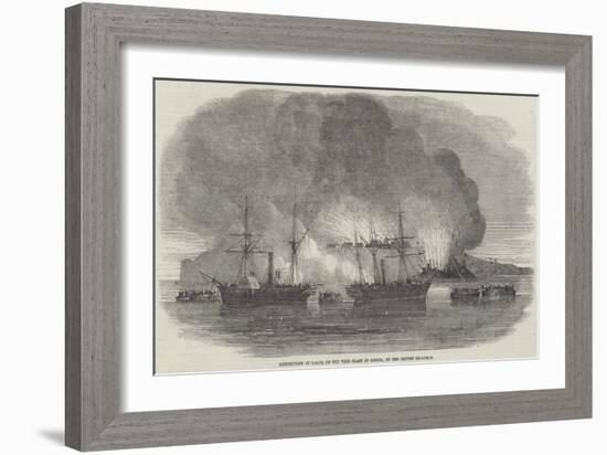 Destruction of Lagos, on the West Coast of Africa, by the British Squadron-null-Framed Giclee Print