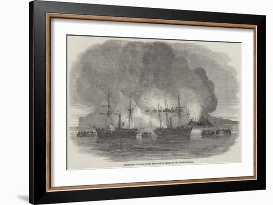 Destruction of Lagos, on the West Coast of Africa, by the British Squadron-null-Framed Giclee Print