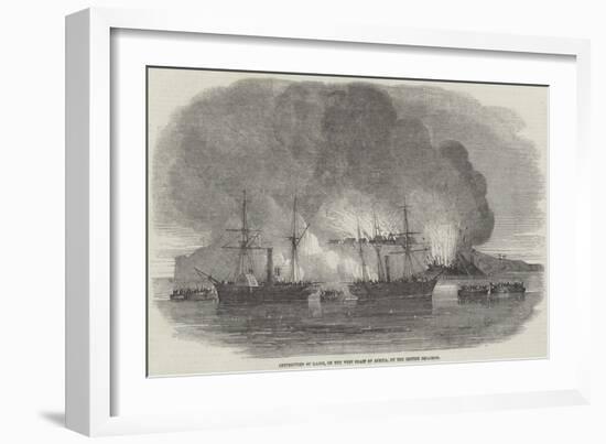 Destruction of Lagos, on the West Coast of Africa, by the British Squadron-null-Framed Giclee Print