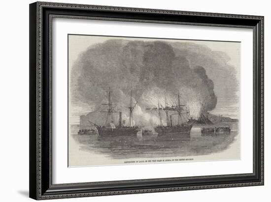 Destruction of Lagos, on the West Coast of Africa, by the British Squadron-null-Framed Giclee Print