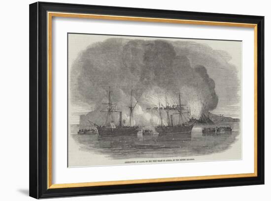 Destruction of Lagos, on the West Coast of Africa, by the British Squadron-null-Framed Giclee Print