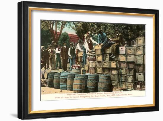 Destruction of Liquor in Kansas, Prohibition, 1907-null-Framed Art Print