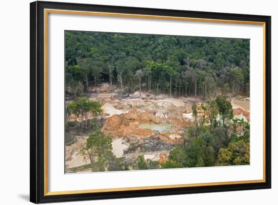 Destruction of Rainforest Caused by Gold Mining, Guyana, South America-Mick Baines & Maren Reichelt-Framed Photographic Print