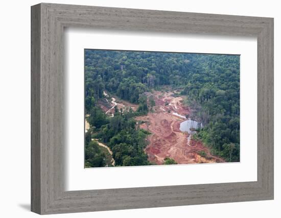 Destruction of Rainforest Caused by Gold Mining, Guyana, South America-Mick Baines & Maren Reichelt-Framed Photographic Print