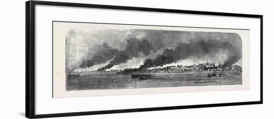 Destruction of Russian Stores at Gheisk, in the Sea of Azoff-null-Framed Giclee Print