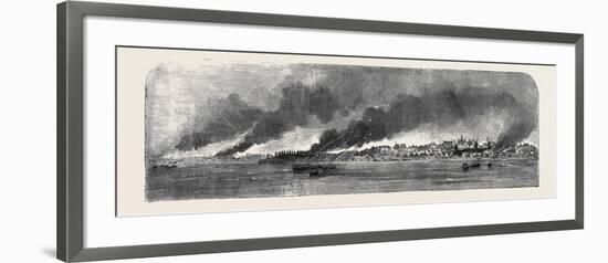 Destruction of Russian Stores at Gheisk, in the Sea of Azoff-null-Framed Giclee Print