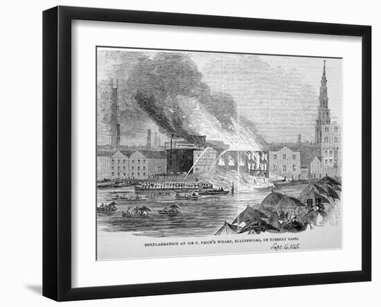 Destruction of Sir C Price's Oil Warehouse and Wharf, William Street, Blackfriars, London, 1845-null-Framed Giclee Print