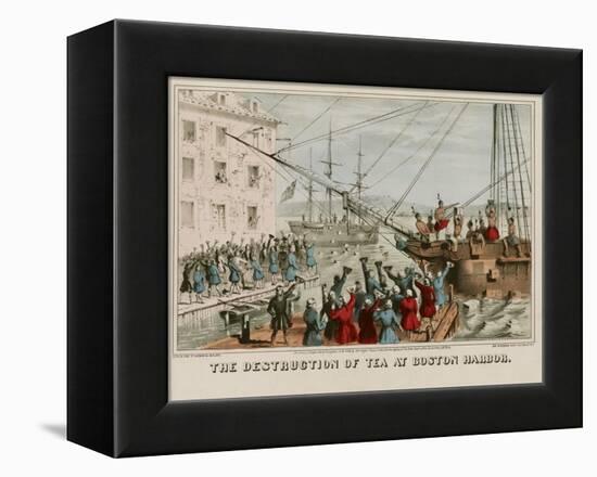 Destruction of Tea in Boston Harbor-Sarony & Major-Framed Stretched Canvas