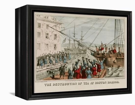 Destruction of Tea in Boston Harbor-Sarony & Major-Framed Stretched Canvas