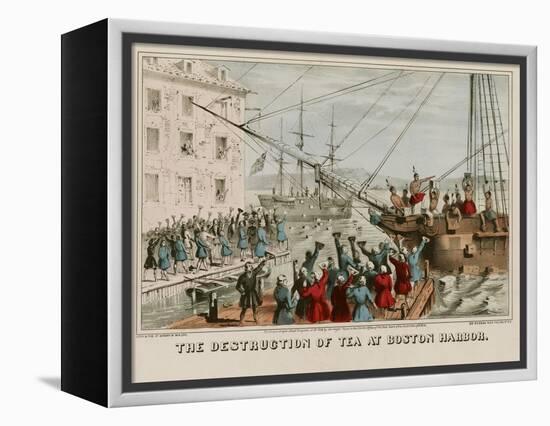 Destruction of Tea in Boston Harbor-Sarony & Major-Framed Stretched Canvas