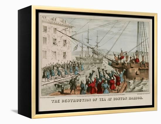 Destruction of Tea in Boston Harbor-Sarony & Major-Framed Stretched Canvas