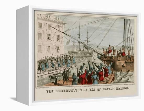 Destruction of Tea in Boston Harbor-Sarony & Major-Framed Stretched Canvas