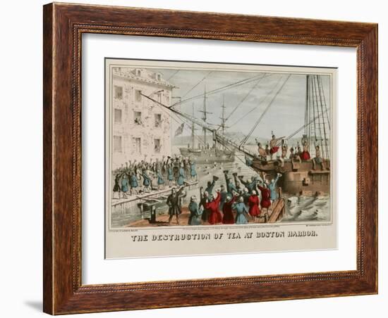 Destruction of Tea in Boston Harbor-Sarony & Major-Framed Art Print