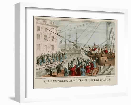 Destruction of Tea in Boston Harbor-Sarony & Major-Framed Art Print